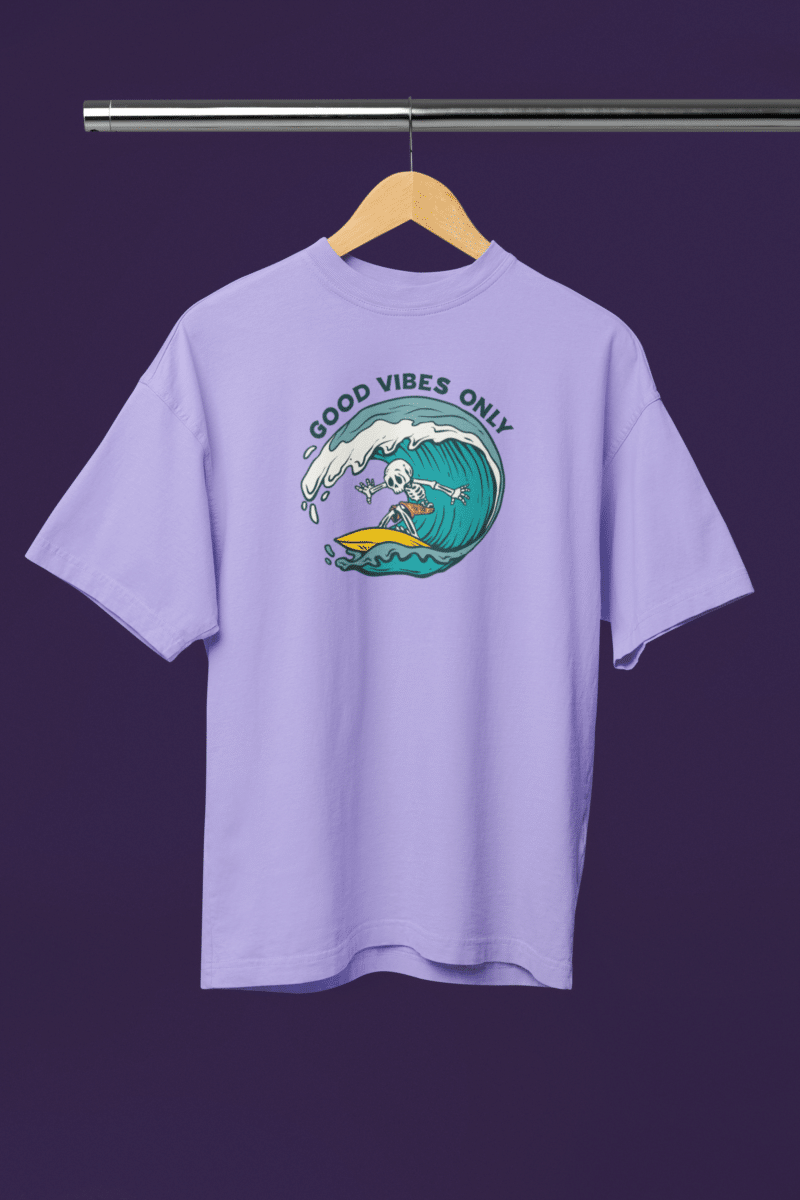 Surfing Skull Women's Lavender Oversized T-Shirt