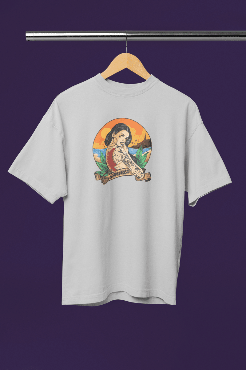 Women's Light Grey Oversized T-Shirt - Summer Style