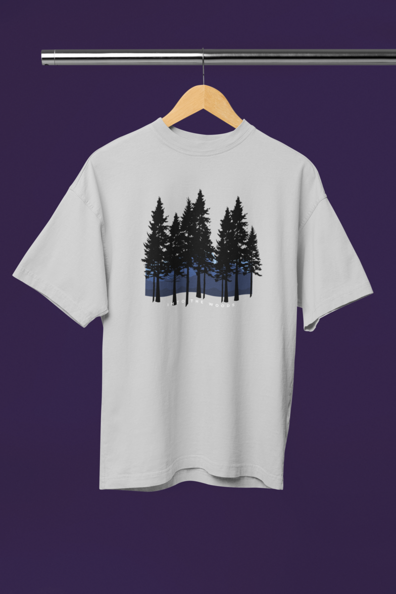 Women's Light Grey Oversized T-Shirt - Dark Trees
