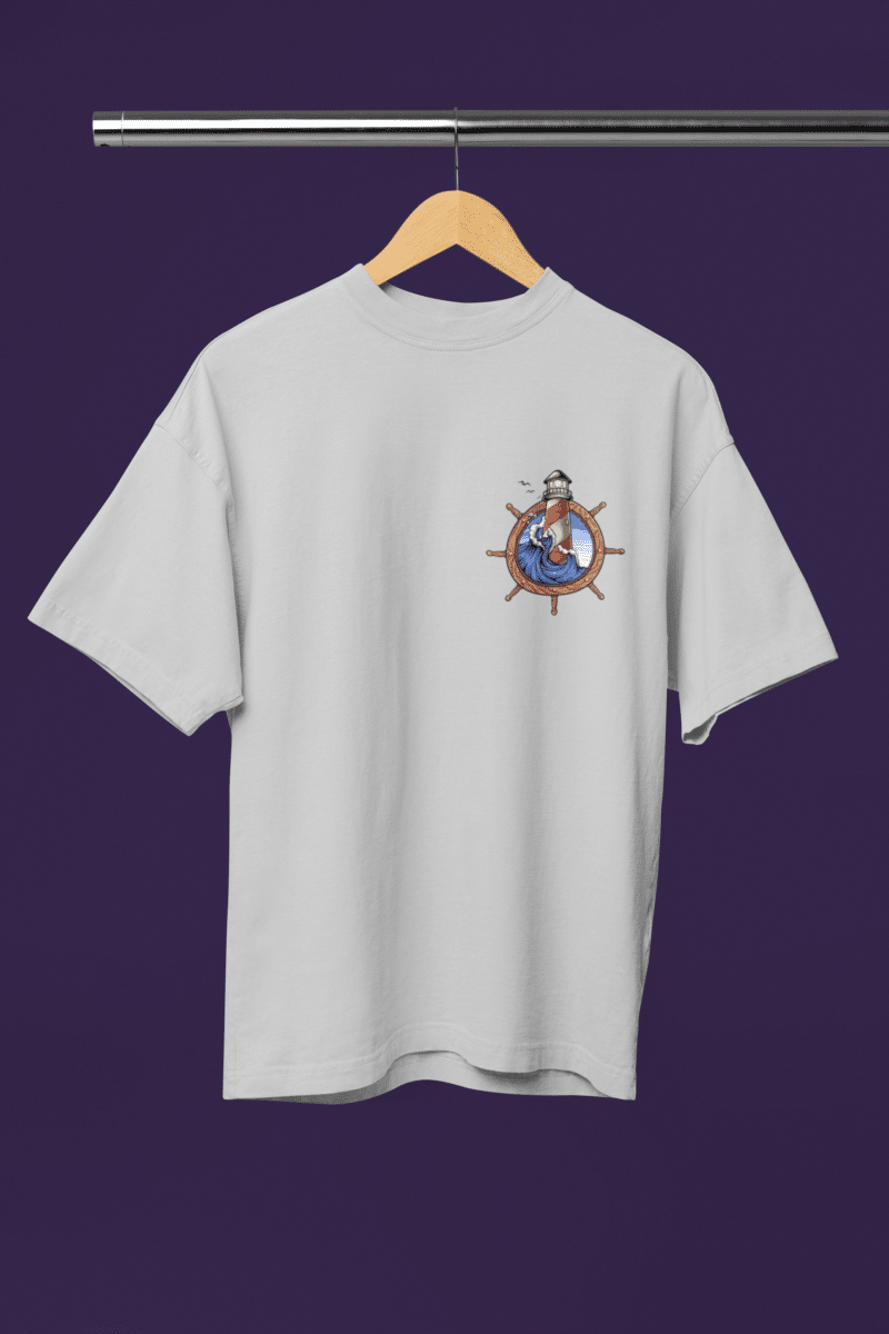 Women's Light Grey Oversized T-Shirt - Lighthouse