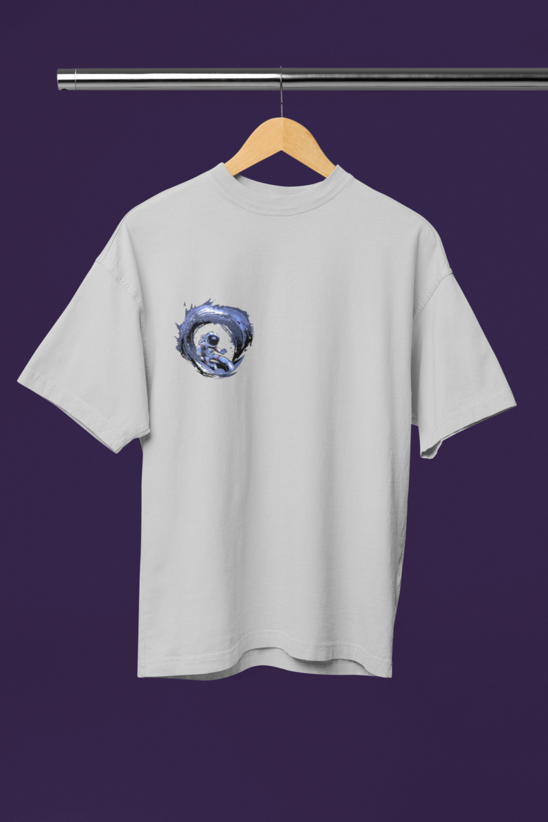 Women's Light Grey Oversized T-Shirt - Surfing Astraunaut