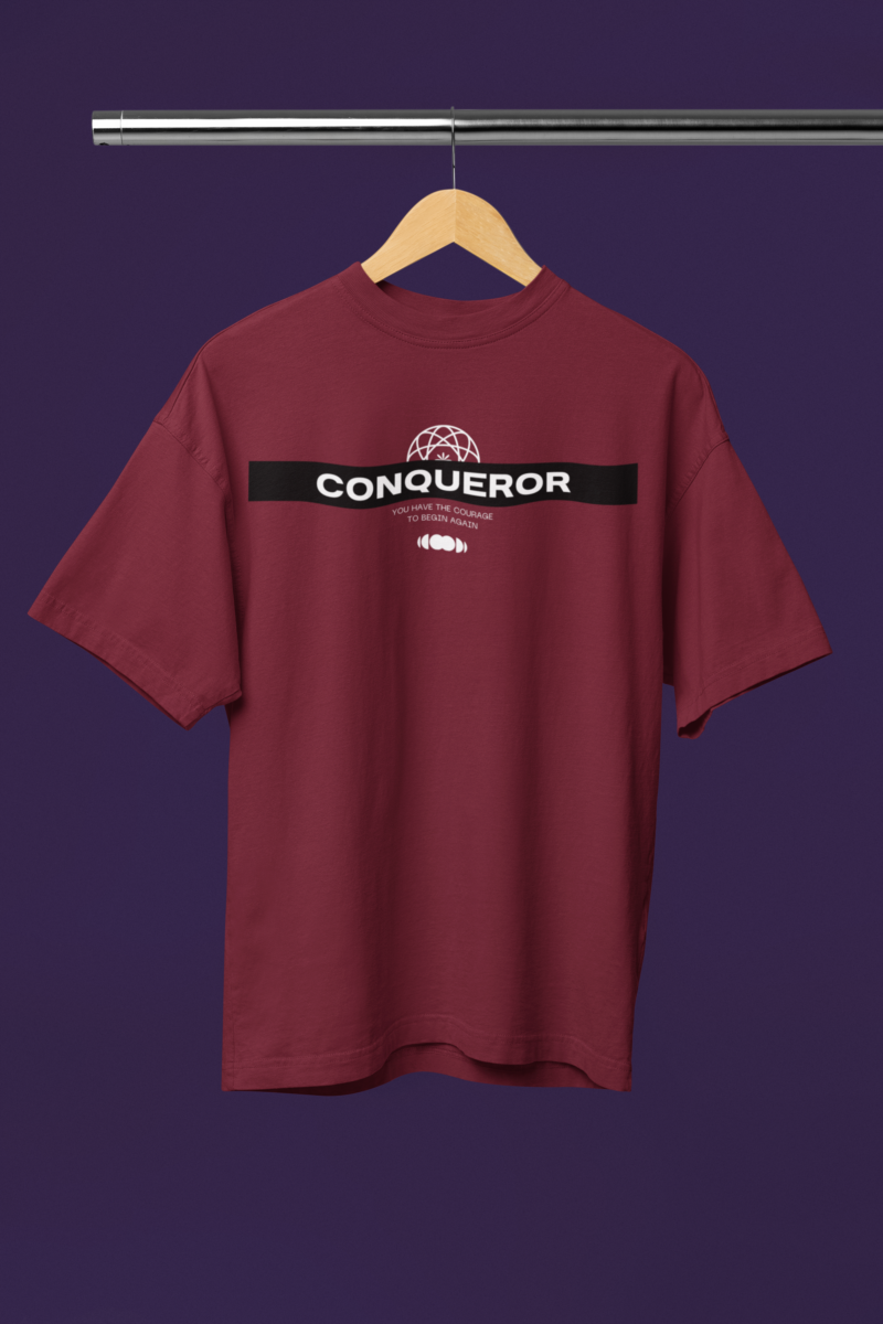 Women's Burgandy Oversized T-Shirt - Conqueror