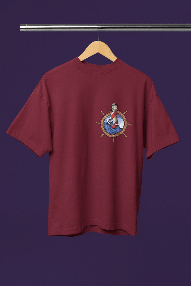 Women's Burgandy Oversized T-Shirt - Lighthouse