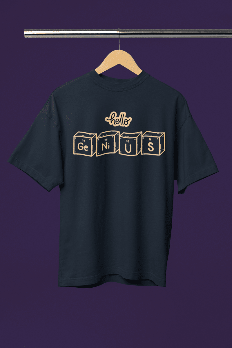 Women's Navy Blue Oversized T-Shirt - Genius