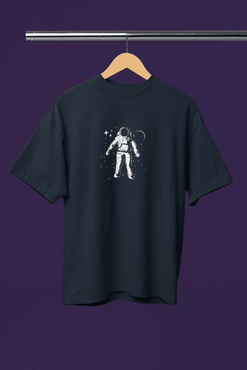 Women's Navy Blue Oversized T-Shirt - Twinkling Astraunaut