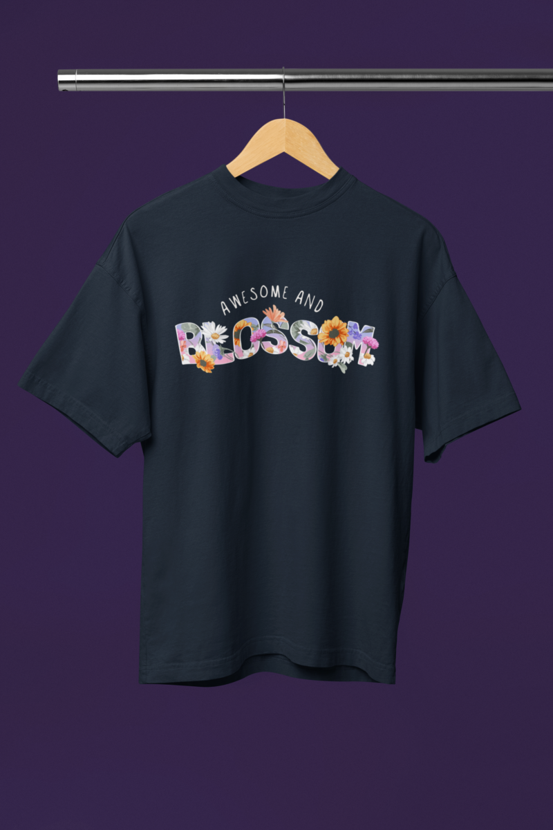 Women's Navy Blue Oversized T-Shirt - Blossom