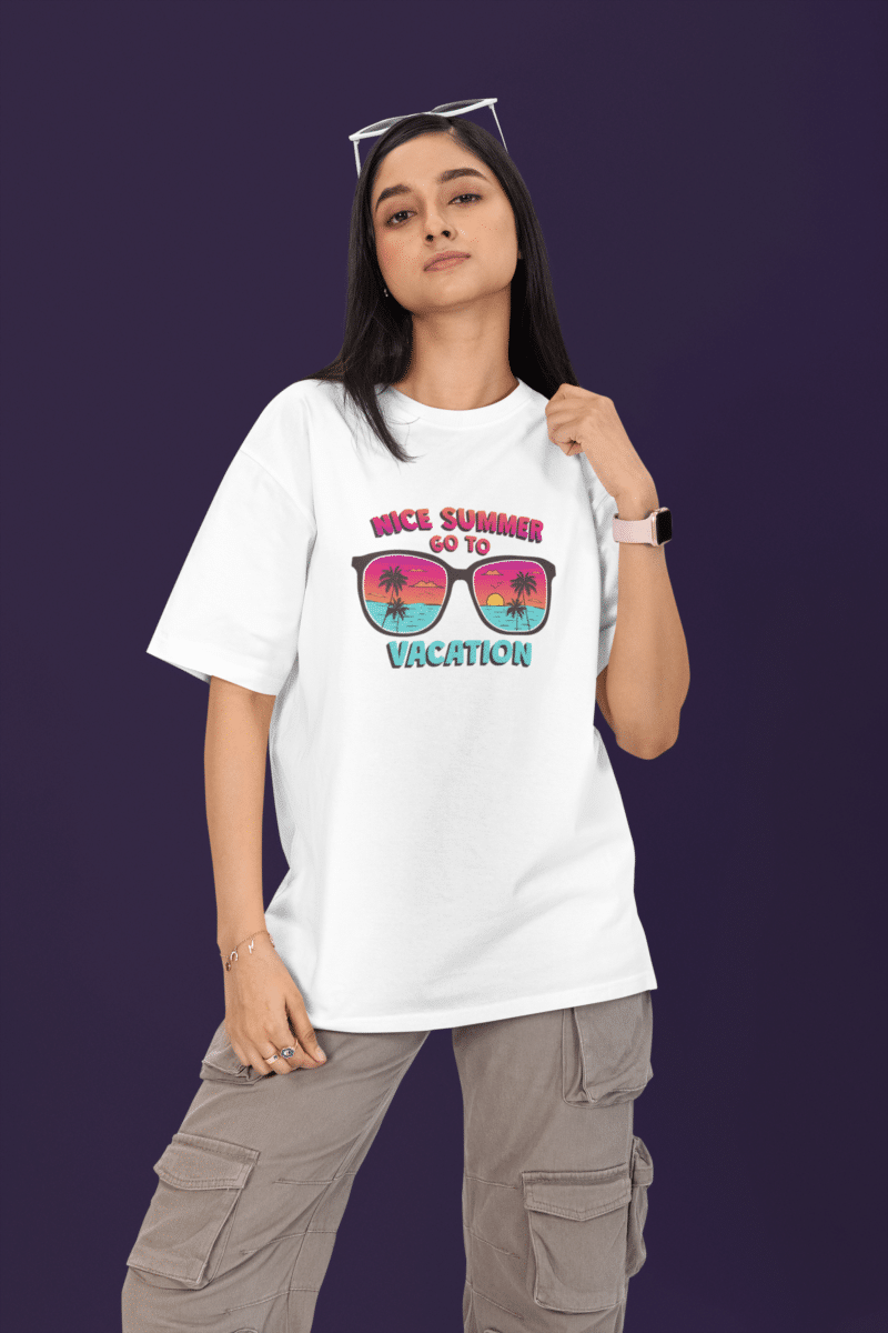 Women's White Oversized T-Shirt - Nice Summer Vacation