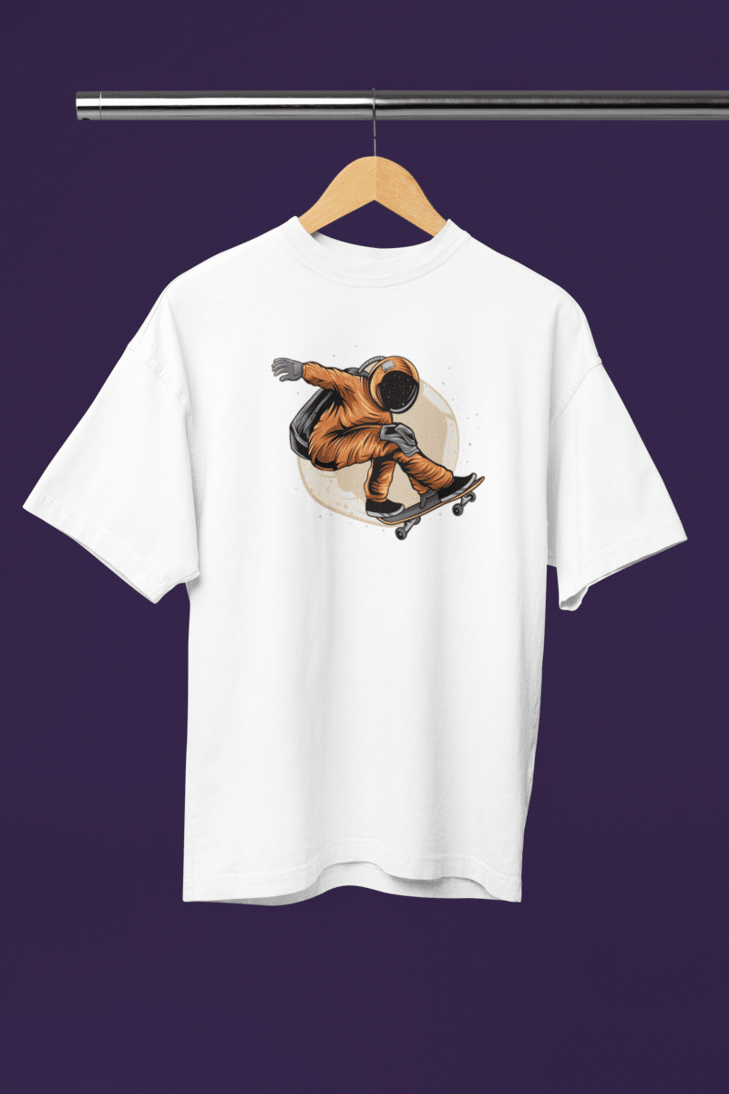 Women's White Oversized T-Shirt - Skating Astraunaut