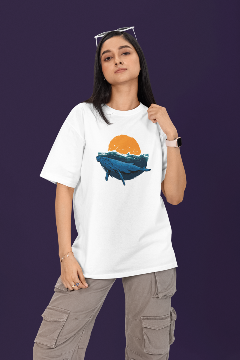 Women's White Oversized T-Shirt - The Sunset