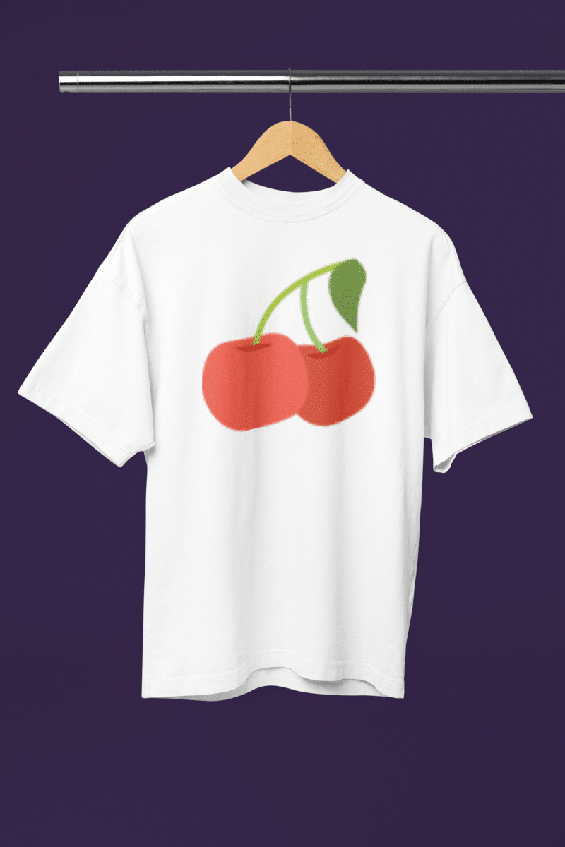 Women's White Oversized T-Shirt - Cherries