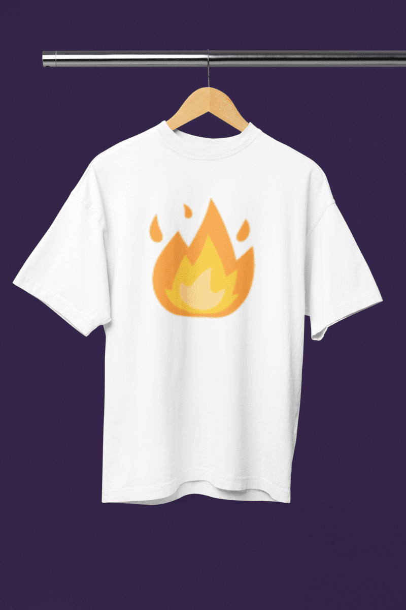 Women's White Oversized T-Shirt - Flame