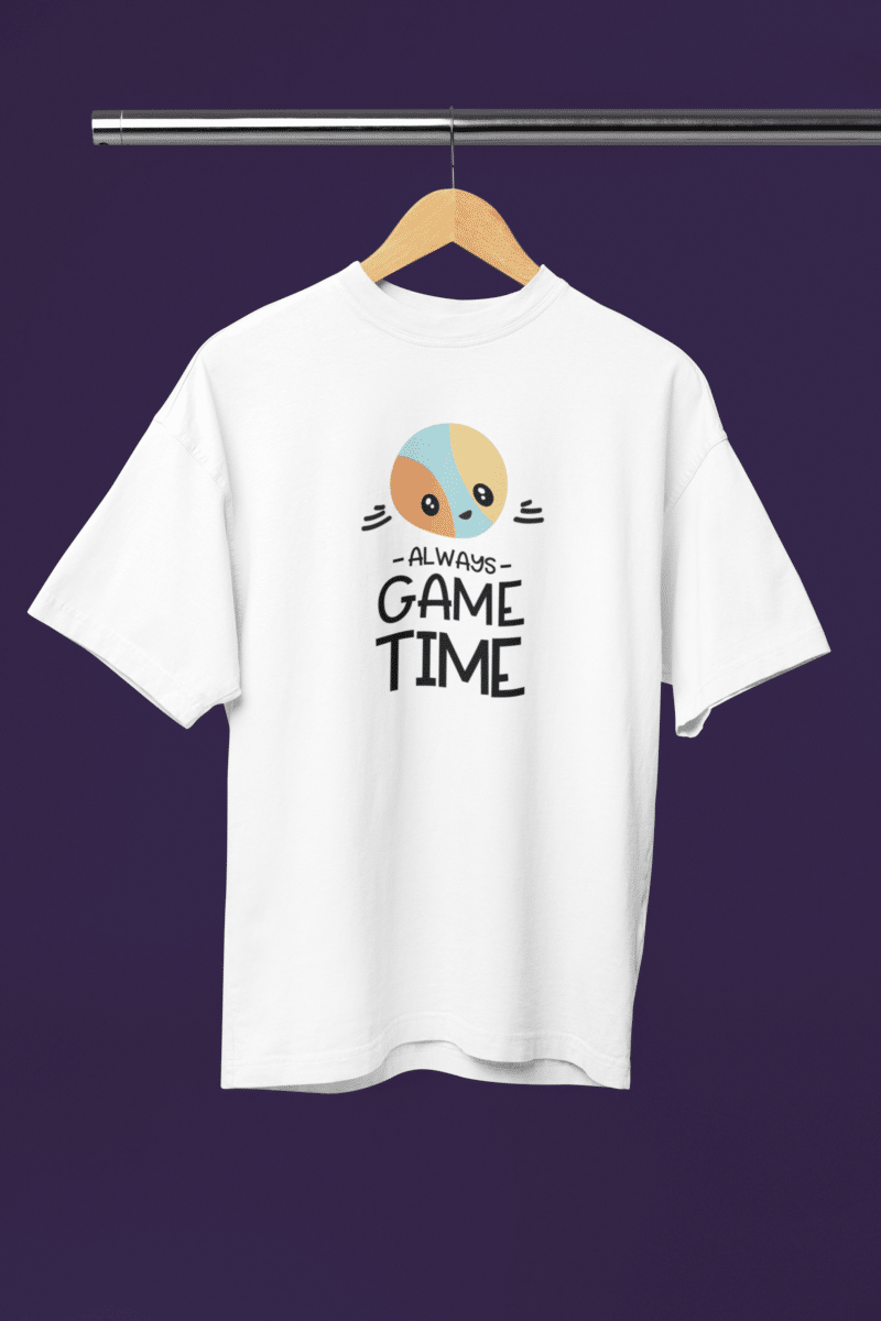 Women's White Oversized T-Shirt - Always Game Time