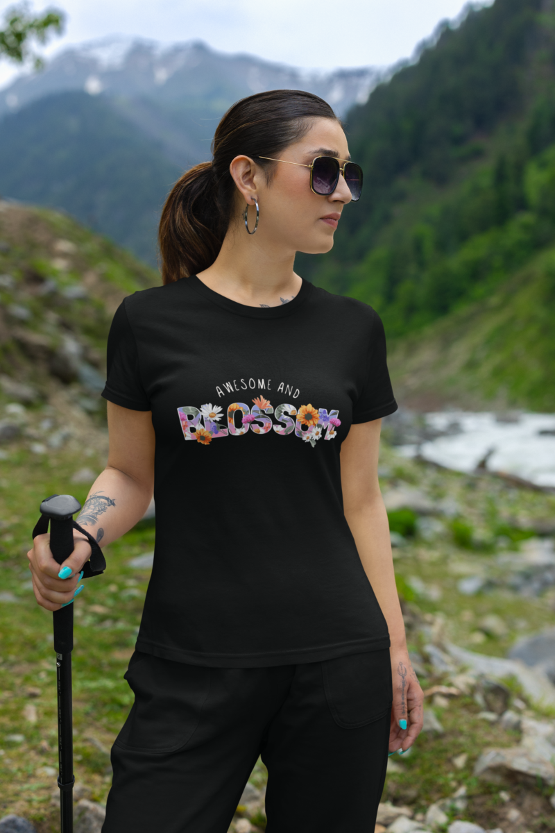 Women's Black Classic T-Shirt - Blossom