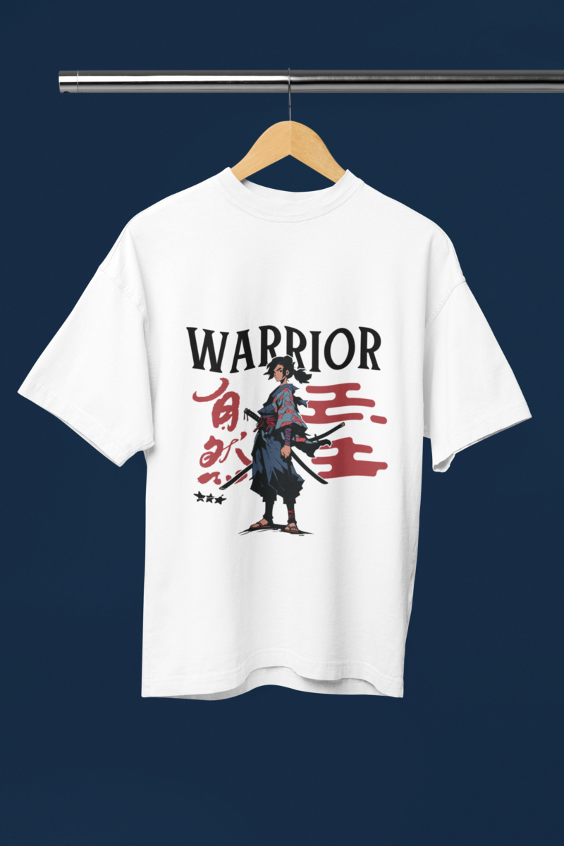 Men's Artistic Design Oversized T-Shirt - Samurai Warrior