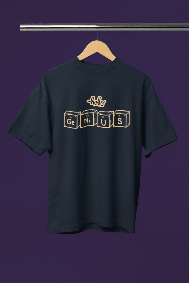Men's Black Oversized T-Shirt - Hello Genius