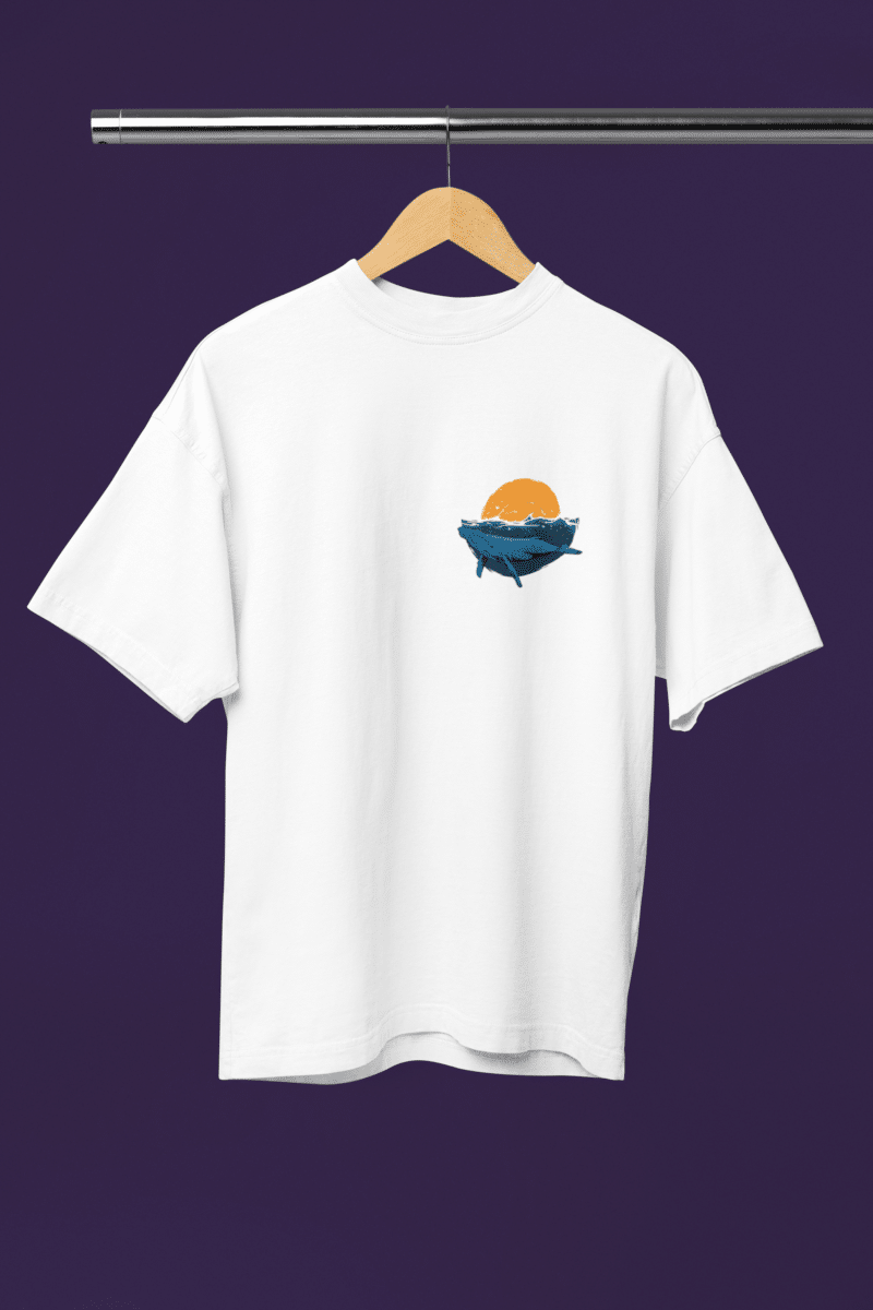 Men's White Oversized T-Shirt  - The Sunset