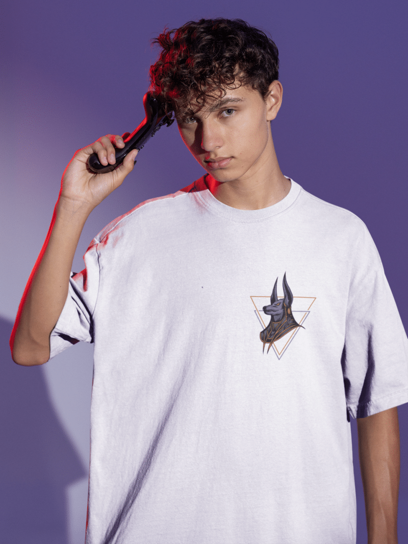 Men's White Oversized T-Shirt  - Anubis