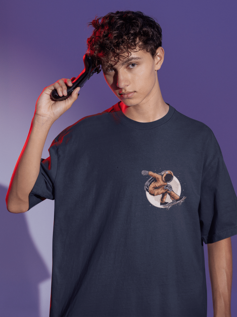 Men's Black Oversized T-Shirt - Cool Astro