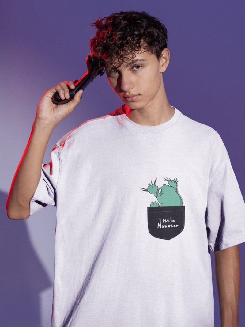 Men's White Oversized T-Shirt  - Pocket Monster