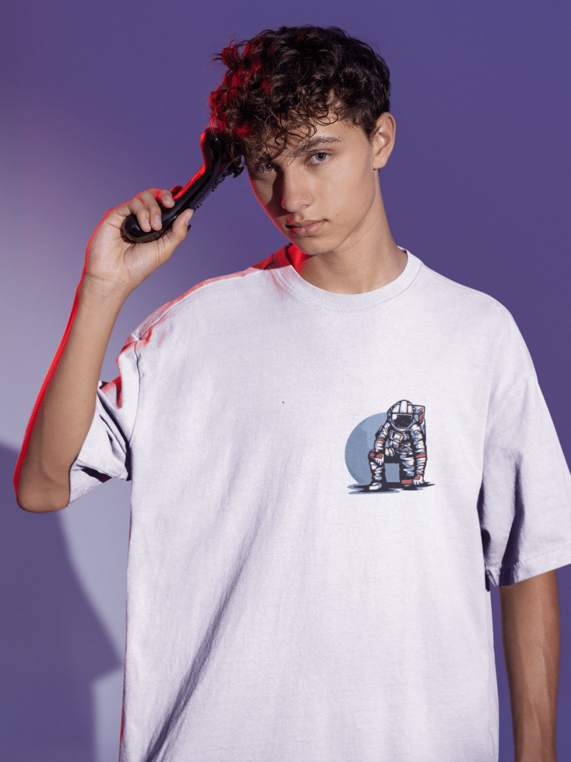 Men's White Oversized T-Shirt  - Moonwalker