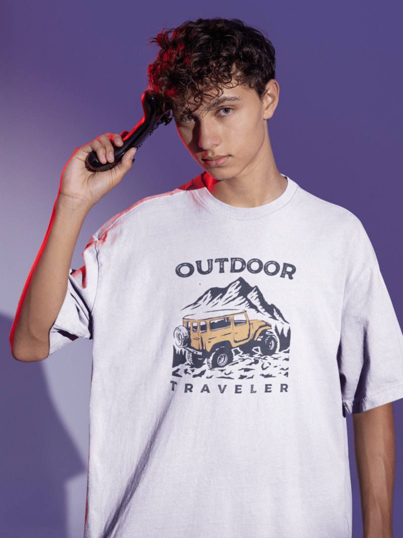 Men's White Oversized T-Shirt  - Outdoor Traveler