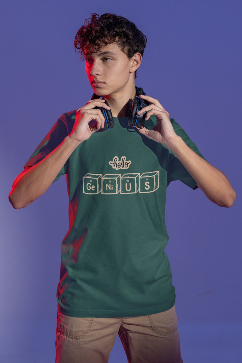 t shirt mockup of a serious gamer about to put on some headphones m28451