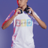 t shirt mockup of a serious gamer about to put on some headphones m28451