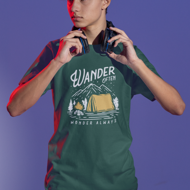 t shirt mockup of a serious gamer about to put on some headphones m28451 (2)