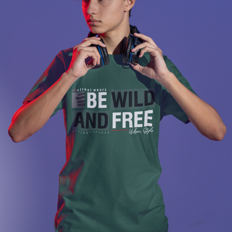 t shirt mockup of a serious gamer about to put on some headphones m28451 (5)