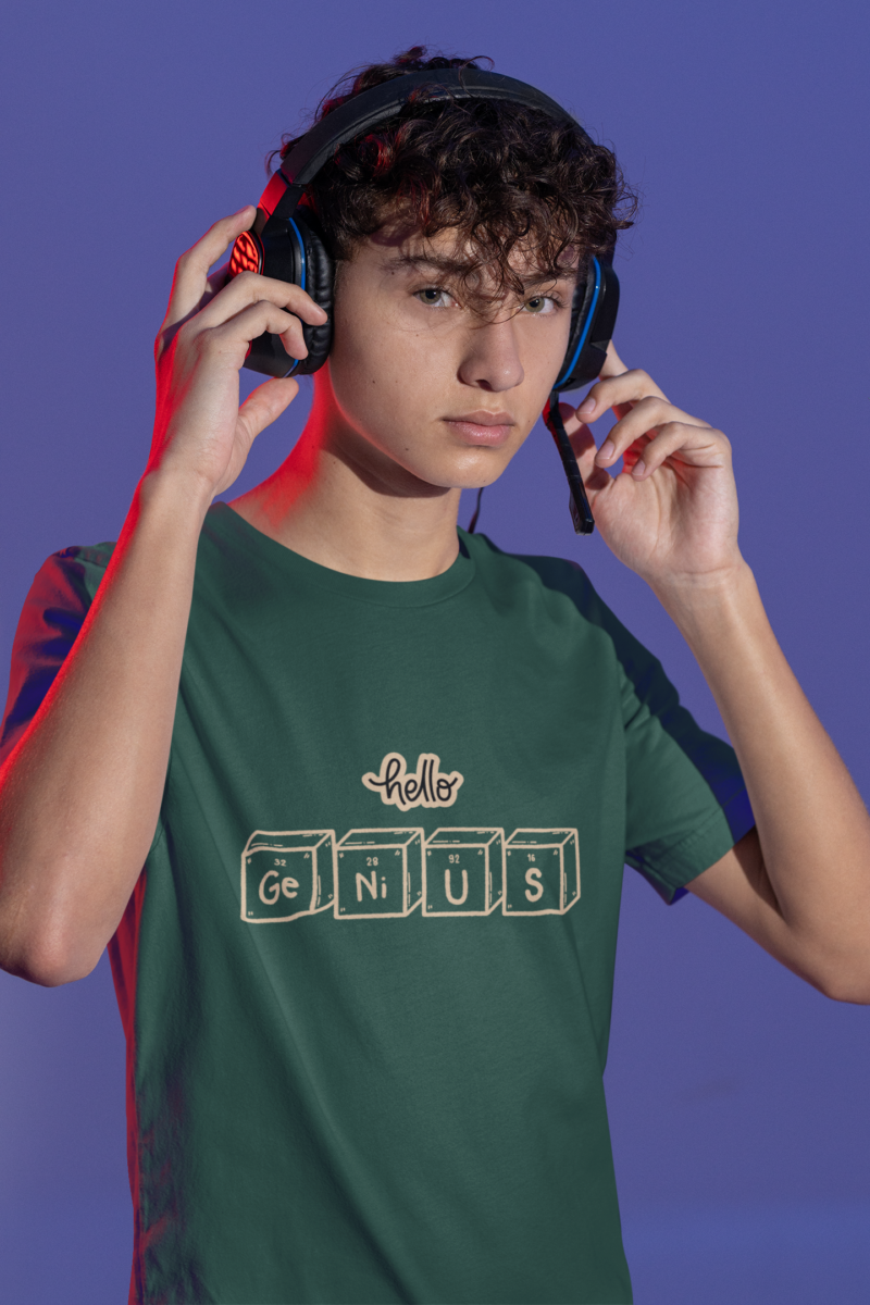 tee mockup featuring a teen gamer wearing headphones m28454