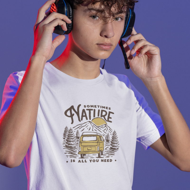 tee mockup featuring a teen gamer wearing headphones m28454 (3)