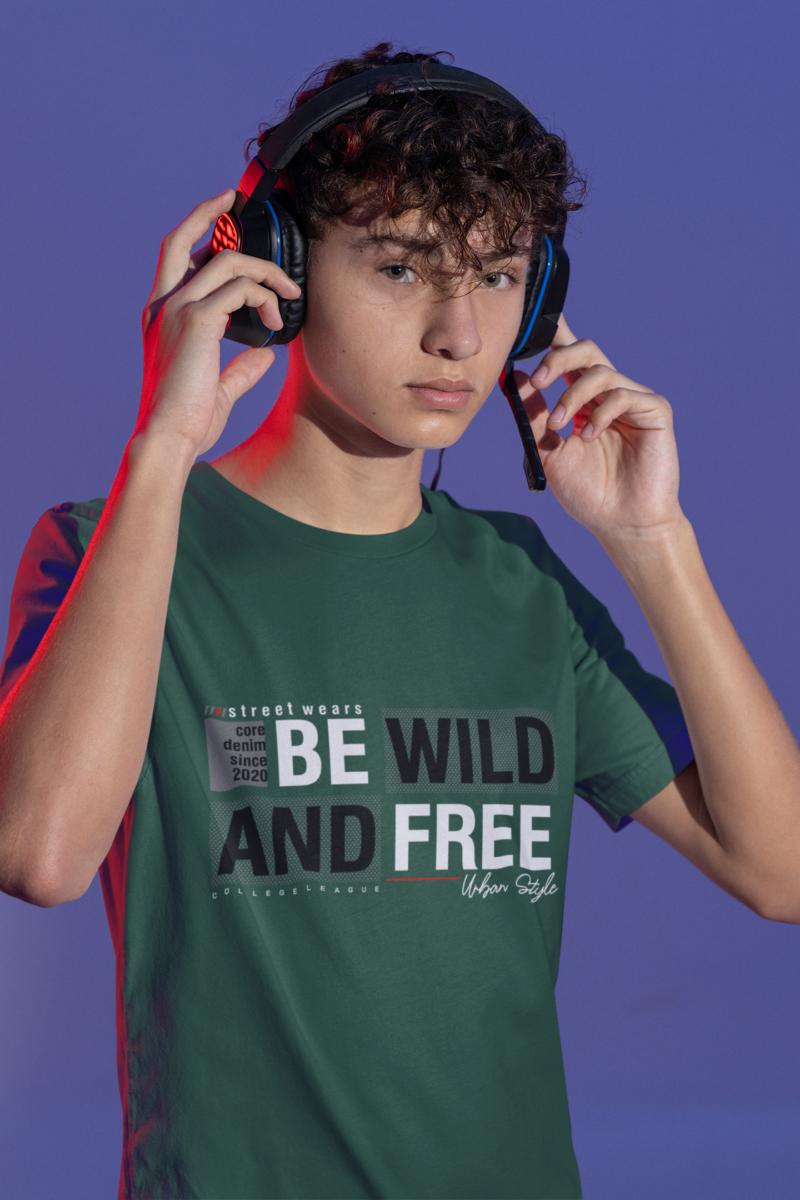 tee mockup featuring a teen gamer wearing headphones m28454 (5)