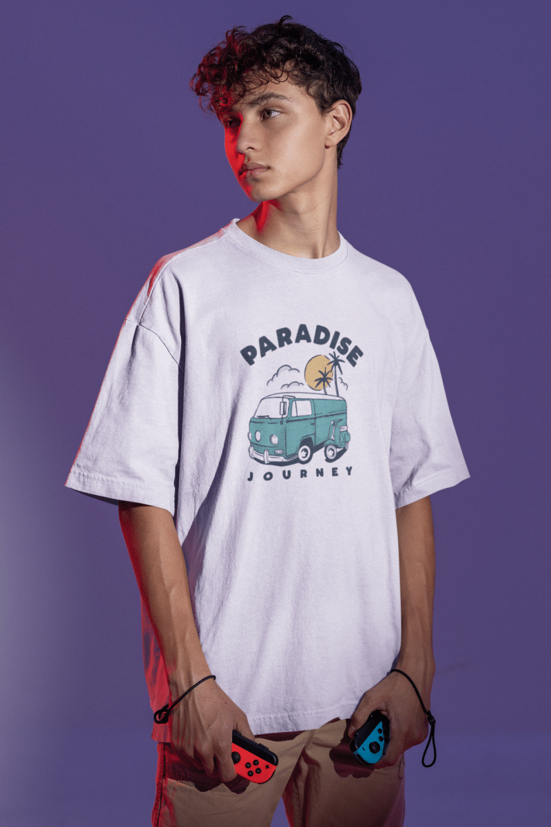 Men's White Oversized T-Shirt  - Paradise